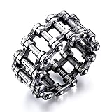 IFUAQZ Men's Stainless Steel Vintage Motorcycle Biker Ring Antique Silver Hip Hop Punk Bicycle Chain Rings Band Size 10