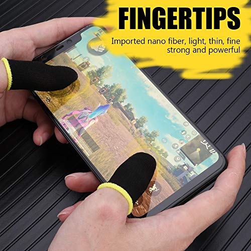 Image of Thumb & Finger Sleeve for Mobile Game with Super Conductive Fiber Fabric, Anti-Sweat & Breathable for PUBG, Garena Free Fire, Rules of Survival, Knives Out, COD Mobile (1 Pair-2pcs with Black Pouch)