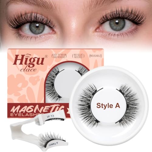 Higu clace Pestañas Postizas Magneticas, No Necesita Pegamento(Lash A)