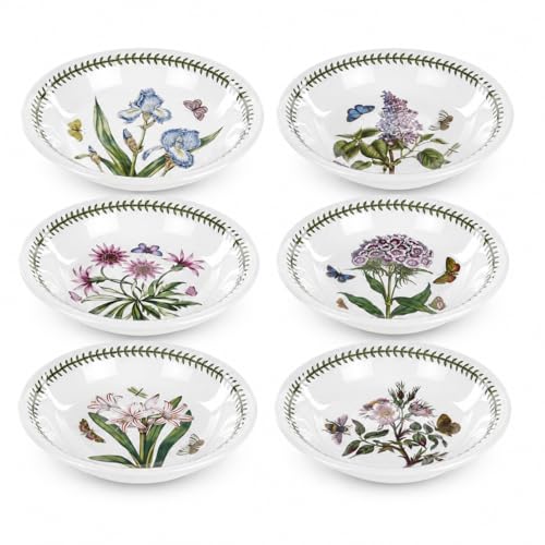 Image of Portmeirion x Botanic Garden Set of 6 Pasta Bowls - Durable Made in England Earthenware, Microwave and Dishwasher Safe, Suitable for Everyday Use, 20cm