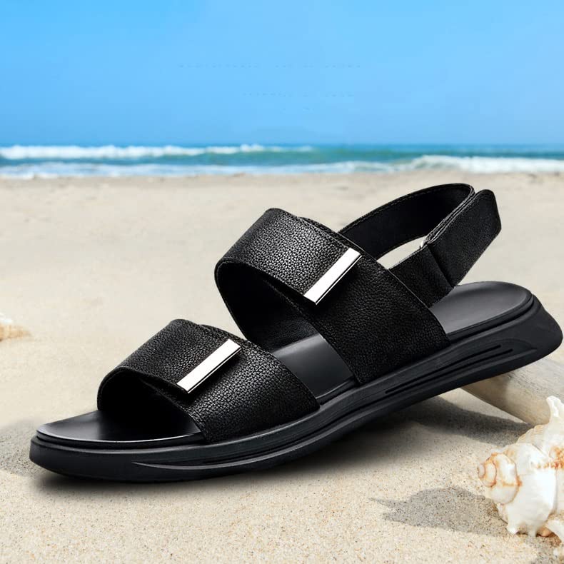 Men's Leather Sandals Outdoor Leisure Soft Bottom Platform Men's Beach Shoes3