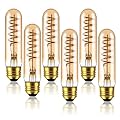 UMLAEN Dimmable LED Bulb Vintage E26 Edison Bulbs Warm White 2700K 4W, T30 Tubular LED Bulbs, Spiral Filament Light Bulb 110V,Amber Decorative Antique Light Bulb, Pack of 6