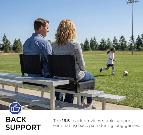 Image of SPORT BEATS Stadium Seats with Back Support Bleacher Chairs with Back and Cushion Thick Padded Bleacher Seats Includes Shoulder Strap