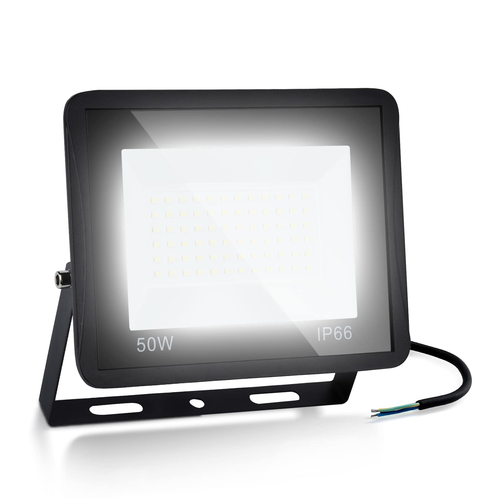 Sonnewelt Reflektor LED do użytku na zewnątrz, 50 W, niezwykle jasne światło, zimna biel, 4250 lm, wodoszczelny IP66, do ogrodu, garażu, z kablem zasilającym o długości 1 m, 5 szt.