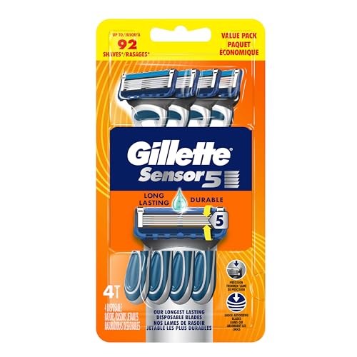 Gillette Sensor5 Men's Disposable Razors, 4 Count - image 8