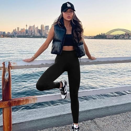 TNNZEET 3 Pack Leggings for Women - Black Tummy Control High Waisted Soft Yoga Pants for Workout Gym Running with Pockets