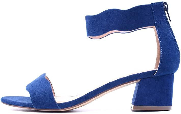 Sandalias de verano abiertas para mujer, sandalias de tacón bajo, zapatos  de gladiador, tiras de tobillo, mujer, azul, 38 : Amazon.es: Zapatos y  complementos