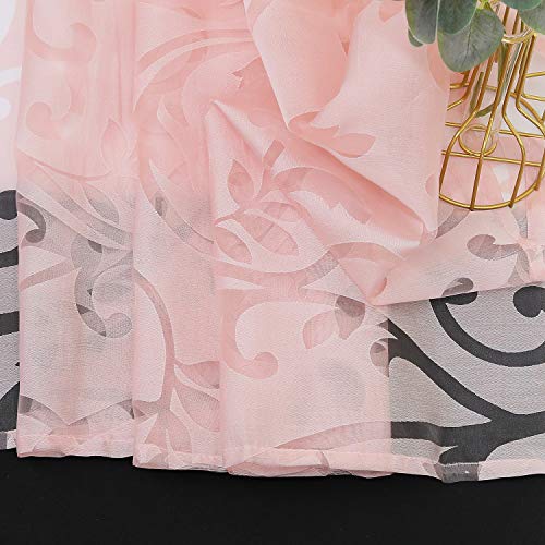 Rideaux transparents blancs 140x260 cm motif floral décoration intérieur