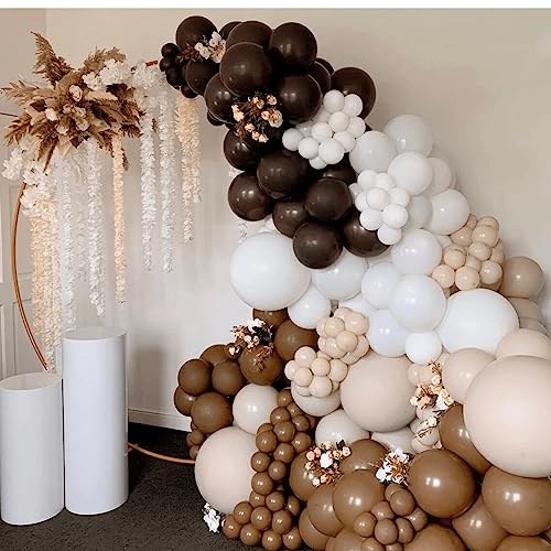 Image of 412pcs Brown Balloon Garland Arch Kit 18 12 10 5 Inch Different Sizes Matte Rretro Latex light brown Balloons for Baby Shower Birthday Wedding Graduation Anniversary Party Decoration