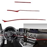 NVCNX Real Premium Carbon Fiber Accessories Compatible with KIA Stinger GT 2018-2023 2019 2020 2021 2022 Car Dashboard Decoration Strip Dash Cover Interior Trim Sticker Red