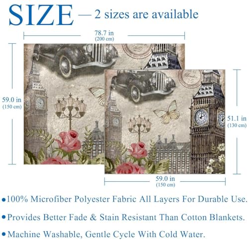 Couverture molleton 150x200 cm jeté de lit vintage microfibre - 4