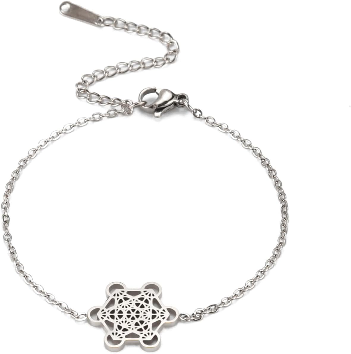 Bracciale Cubo Di Metatron In Acciaio Inox - Gioiello Geometria Sacra E Fiore Della Vita Per Donna - 3
