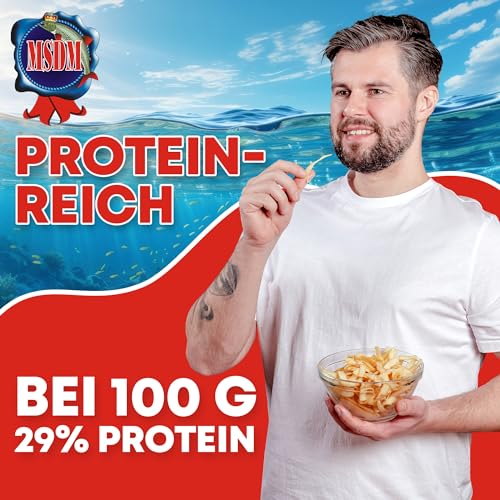 Tintenfisch Smoked (1kg XXL Pack) Fisch Jerky I High Protein I Snacks I Trockenfisch Omega 3 I Beef Jerky, Trockenfleisch & Chips Alternative