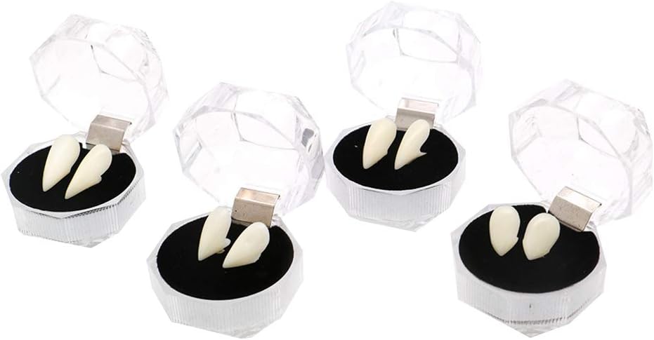 Toyvian Vampire Teeth Fangs False Teeth Cosplay Props for Halloween Costume Party Masquerade (13mm + 15mm + 17mm + 19mm) for Kids