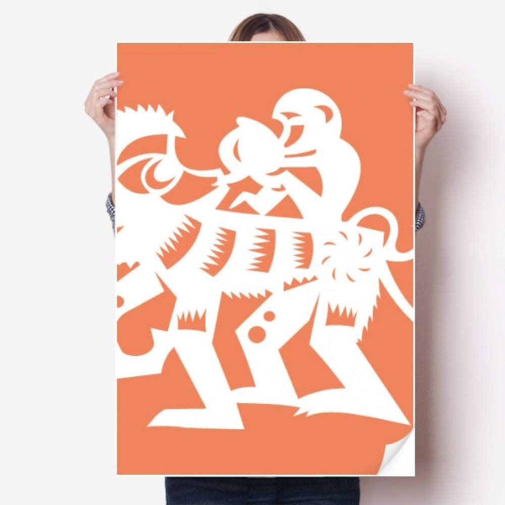 Autocollant de mur singe pour masquer un mur vide avec un poster zodiaque