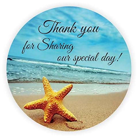 100 Thank You for Sharing Our Special Day Sticker,Ocean Themed Wedding Favour Stickers,Beach Starfish Envelopes Seals,Mason Jar Labels,Sweet Box Favour Labels,Homemade Cards Favours Labels -UNI 311 Cover