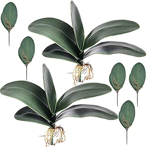 HinyoCo 7 Stück Künstliche Grüne Simulation Motte Orchidee Blatt Cover