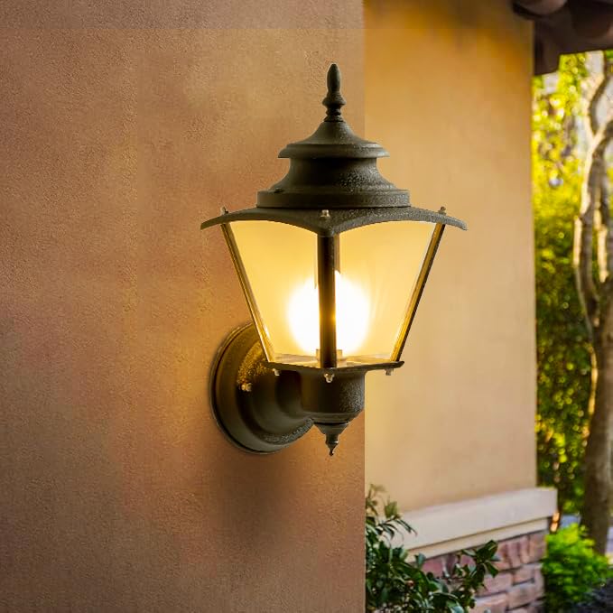 Image of Divine Trends Aluminium Waterproof Outdoor Wall Lamp Lantern Matt Black Finish for Indoor and Outdoor Use, LED Bulb Included Pack of 1 Wall Light