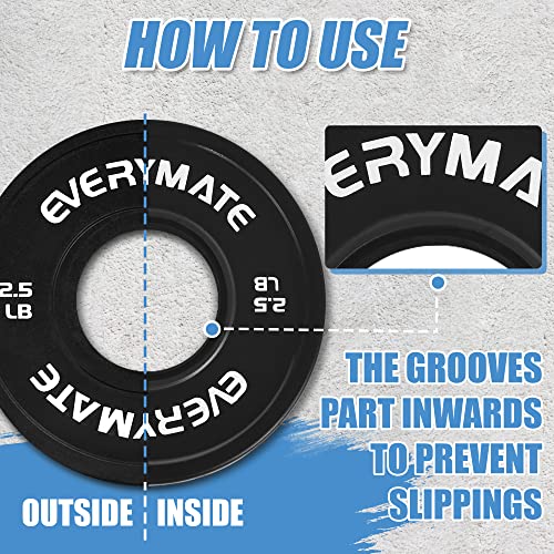 Image of EVERYMATE Change Weight Plates 1.25LB 2.5LB 5LB Set Fractional Olympic Bumper Plates for Cross Training Steel Insert Strength Training