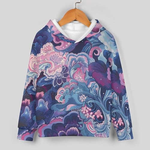 Traditional Purple Pink PaisleyChildren's Sweater Suit, Suitable for Spring, Autumn And Winter, Daily Matching2