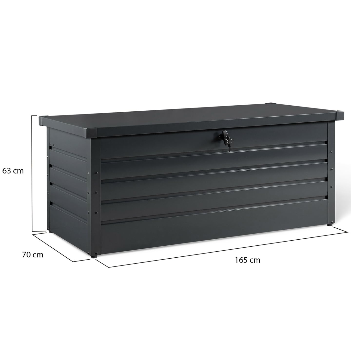 IDMarket - Abschließbare Metalltruhe Anthrazitgrau für Garten 600L 165x70x63 cm