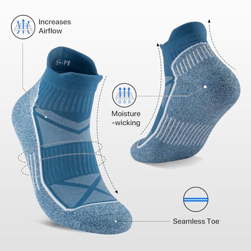 fenglaoda Compression Ankle Socks for Women & Men 6 Pairs– Low Cut Running Socks with Arch Support, Cushioned Sole & Heel Tab - image 6
