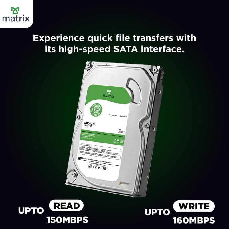 Matrix 500GB SATA Hard Drive for Desktop (HDD) 3.5 Inch SATA 6 GB/s 7200 RPM High Speed Data Transferability Boost The Performance 64 MB Cache, 2... - Image 3
