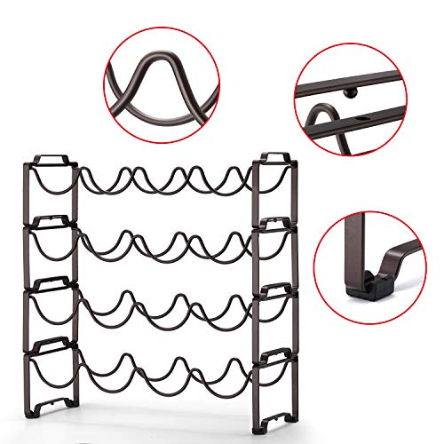 Simple Trending 4-Tier Stackable Wine Rack, Standing Bottles Holder Organizer, Wine Storage Shelf, Towel Rack for Kitchen Pantry Cabinet, Hold 16 Bottles, Bronze - Image 4