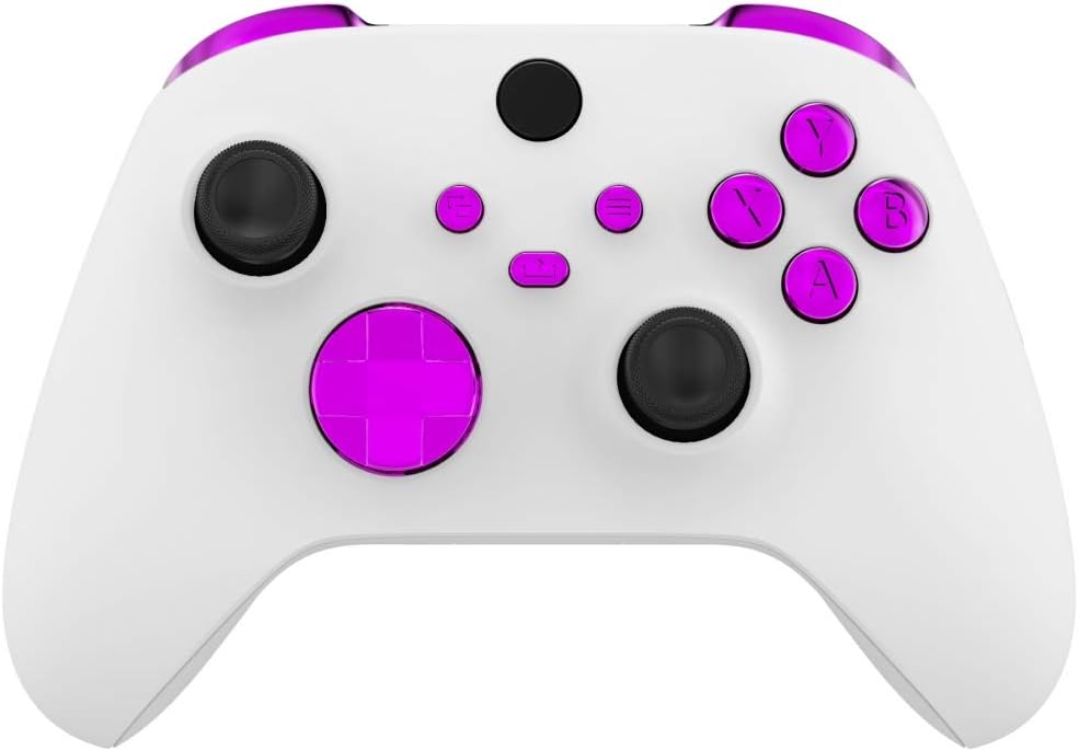 eXtremeRate Chrome Purple Replacement Buttons for Xbox Series S & Xbox Series X Controller, LB RB LT RT Bumpers Triggers D-pad ABXY Start Back Sync Share Keys for Xbox Series X/S Controller