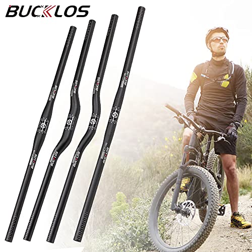 Bucklos 25.4Mm/31.8Mm Carbon Fiber Mountain Bike Handlebars, 660-760Mm Extra Long Flat/Riser Bar Mtb Handllebars, Black 3K Matte Bicycle Handlebars Fit For Xc Dh Cycling Mountain Bike Handlebar #TOP6