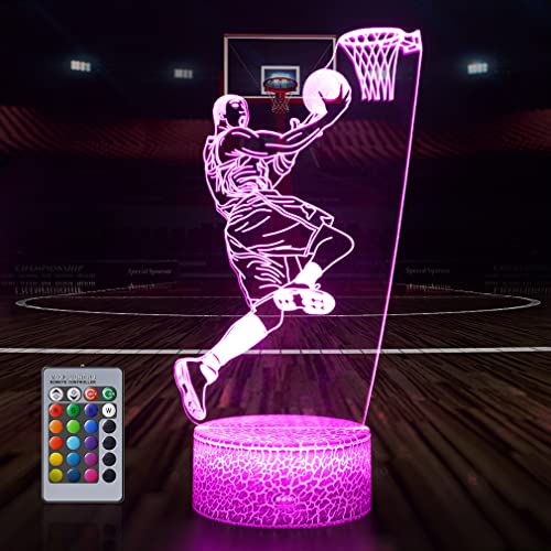 Lámpara de Noche 3D Basketball Man con Control Remoto miniatura 6