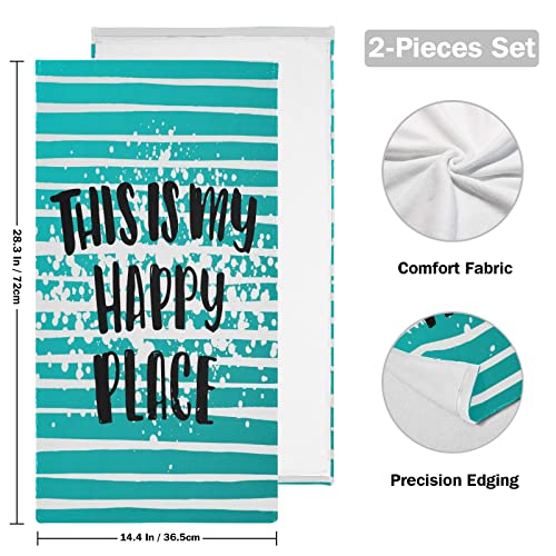 Susiyo Towel Sets 2 Pack, This Is My Happy Place Blue Bath Hand Towels Soft Absorbent Quick Dry For Bathroom Beach Kitchen Gym Travel #TOP1