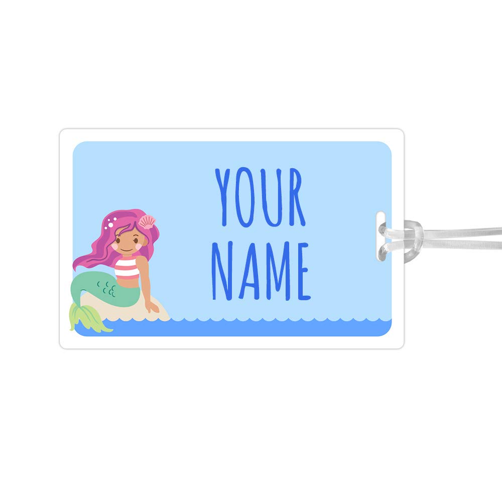 Kids Labels Durable Large Luggage & Bag Tag Mermaid Design