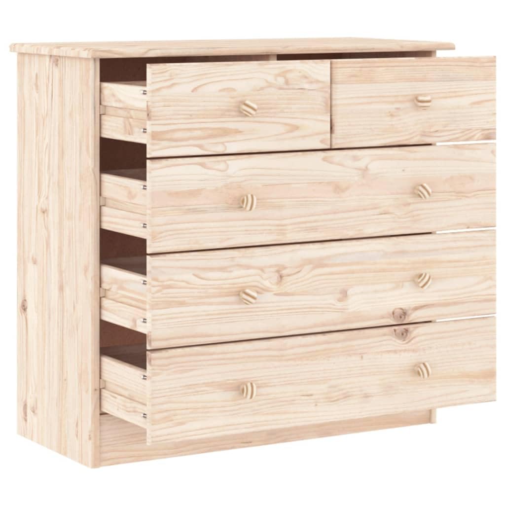 vidaXL Cómoda Alta Madera Maciza Pino 77x35x73 cm