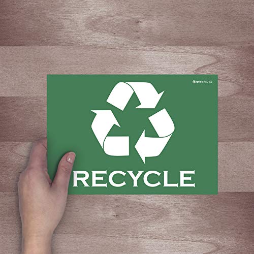 Ignixia Pack Of 02 Recycle Sign Decals Self Adhesive - Recycling Stickers Large 10 X 7 Inches Recycle Sticker For Trash Can - Recycle Labels (Green & White) #TOP4