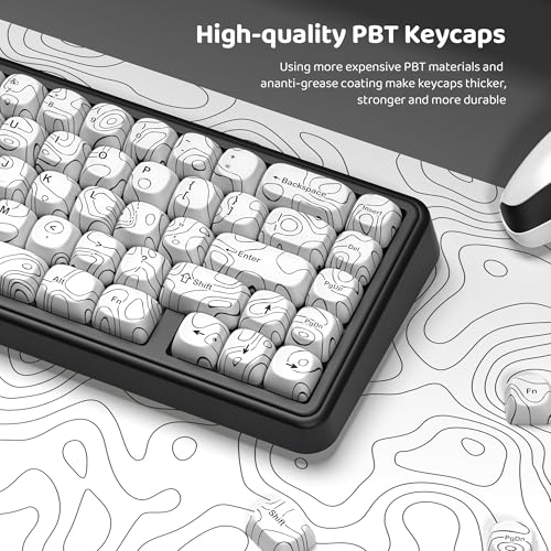 Image of dagaladoo White Keyboard keycaps,PBT keycaps Topographic