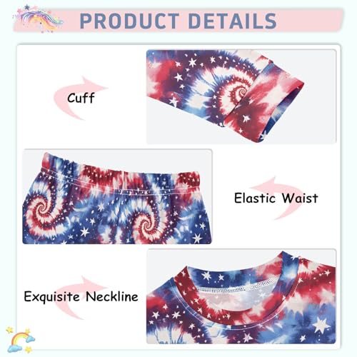 ALAZA Red Blue Tie Dye Star 2 Piece Pajama Set Long Sleeve Top and Pants Sleepwear Unisex4