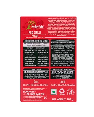 Image of Kalprishi Organic Red Chilli Powder Pack of 2 | Teekha, Rangila & Full of Flavour | Daily Spice for Indian Cooking | Perfect Lal Mirch Powder for Curries, Sabzi, Dal & Tadka | Freshly Ground, Strong Colour & Desi Swag Wala Taste