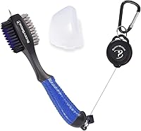 Vista 10 de Cepillo retráctil para palos de golf Cepillo doble de gran tamaño, agarre ergonómico, limpiador de ranuras retráctil y cordón