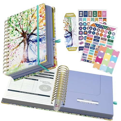Ospelelf Budget Planner - Budget Book with Bill Organizer and Expense Tracker, 12 Month undated Budget Planner/Account Book to Take Control of Your Money, Start Anytime(Tree Seasons)