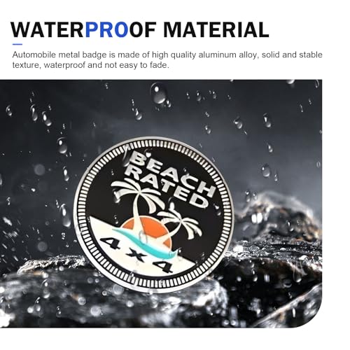 Image of Beach Badge Rated Car Emblem, 3D Round Emblem Decals, 4 x 4 Car Badge Decals Stickers, Automotive Exterior Accessories, Compatible with Jeep Wrangler Vehicles Trucks SUV