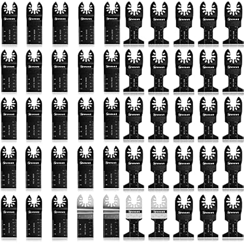 MaxAwe 52 PCS Multitool Blades, Oscillating Saw Blades Set Quick Release Multitool for Plastic Wood Metal Cutting, Compatible with Dewalt Makita Milwaukee Decker and More Cover