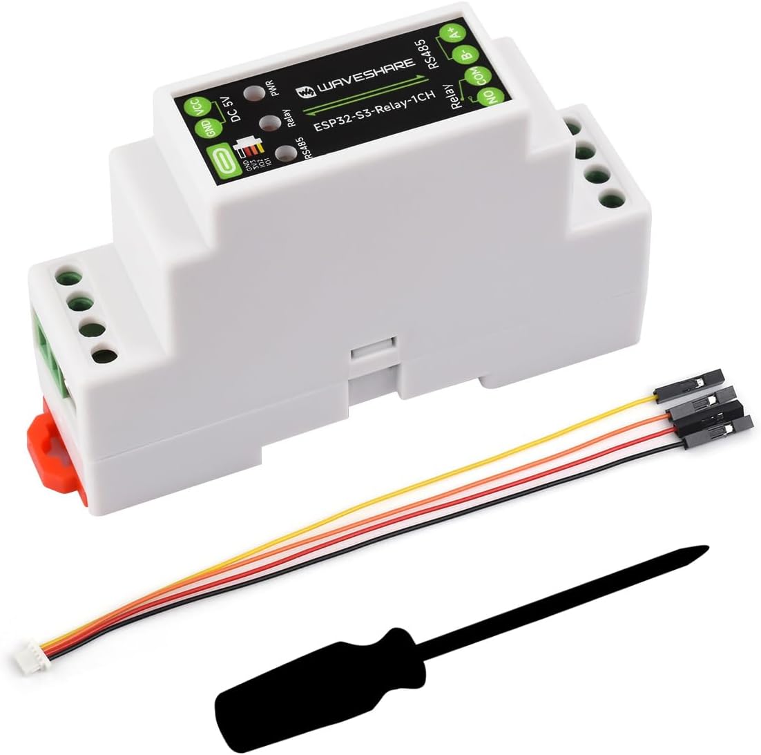 Waveshare Industrial 1-Channel ESP32-S3 WiFi Relay Module, Wi-Fi/Bluetooth Support, Onboard RS485 Interface, Multiple Isolation Protection Circuits, Industrial-Grade Rail-Mount Enclosure