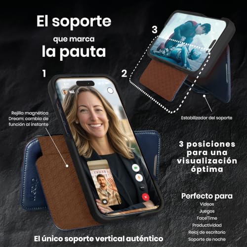 Funda de piel vegana Chocolate para iPhone 17 Pro con elegante tapa magnética extraíble 3