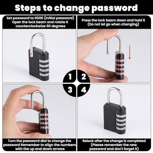 Image of 8 Pcs Combination Lock 4 Digit Resettable Padlock Heavy Duty Cabinet Lock for Gym School Locker Toolbox Employee Fence Gate Hasp Locker Reel Storage Door