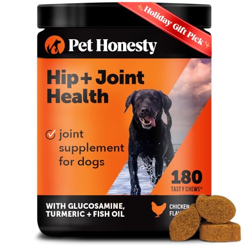 Pet Honesty Hip & Joint Health Soft Chews for Dogs, Joint Supplement with Glucosamine Chondroitin, MSM, Turmeric, Joint Support + Mobility, May Reduce Occasional Discomfort (Chicken 180 Count)