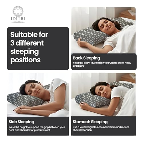 Image of Ergonomic Neck Pillow, Gray Diamond Pattern Memory Foam for Spinal Alignment, 48x30x9 cm Cervical Contour Support, Breathable Skin Friendly Bedding Cushion, Shoulder Comfort Piece