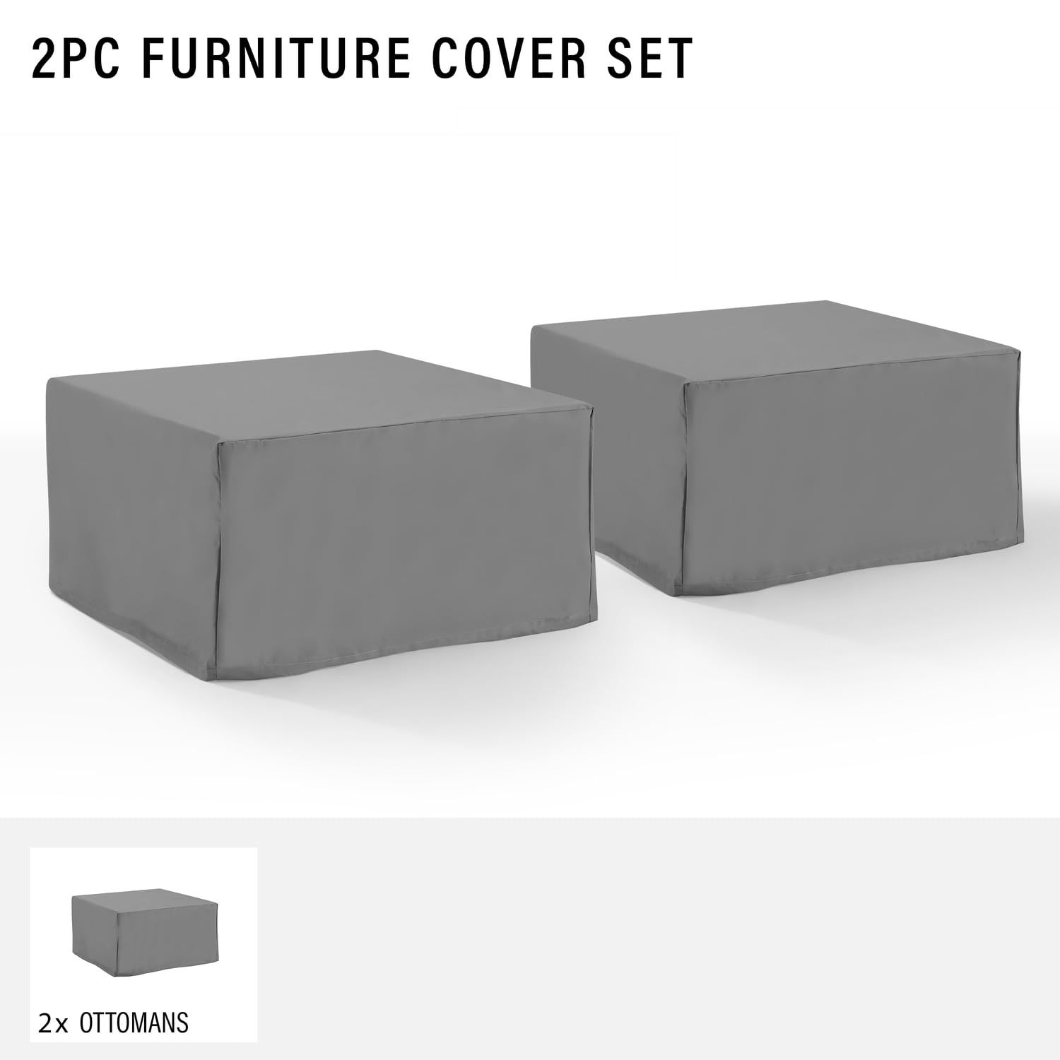Maykoosh Baroque Beauty 2-Piece Outdoor Furniture Cover Set (2 Square Tables/Ottomans), Gray, Vinyl Covers, Washable Outdoor Furniture Covers w/Drawstrings