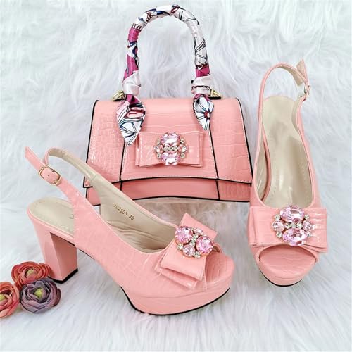 Women’s Designer Rhinestone Embellished Party Shoes and Purse Set Comfortable Heels for Formal Occasions4