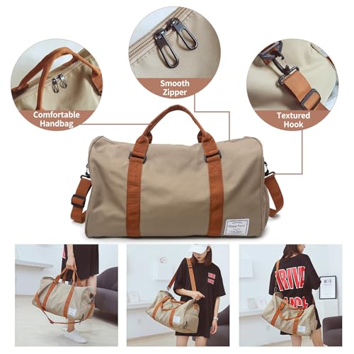 Customizable Embroidered Oxford Duffle Bags with Shoe Compartment, Large Travel Gym Bags for Women & Men, Waterproof Weekender Overnight Tote for Sport, Hiking, Camping(Multiple Color)3